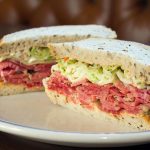 pastrami sandwich on rye bread